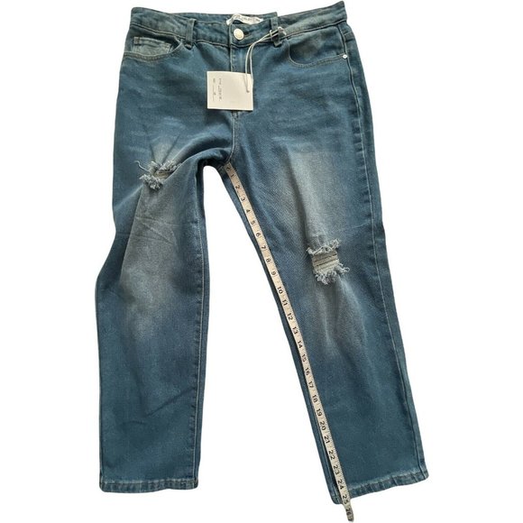 🌹Women’s Jeans VINTAGE VIOLET Petite ripped mom jeans in mid blue Size 14P - Picture 9 of 12